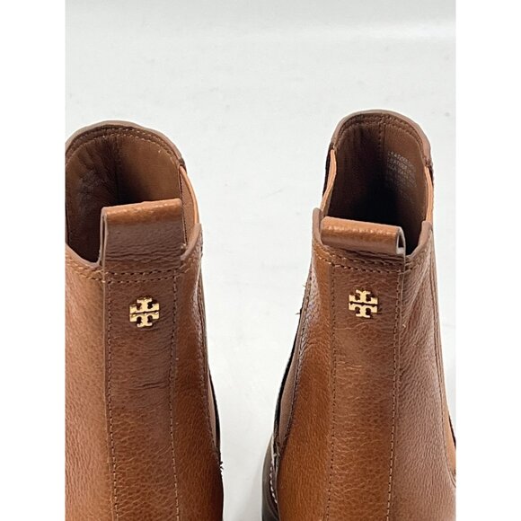 Tory Burch Carson Lug Sole Ankle Boot Brown Leather Heeled Chelsea Sz 9 - Picture 5 of 8